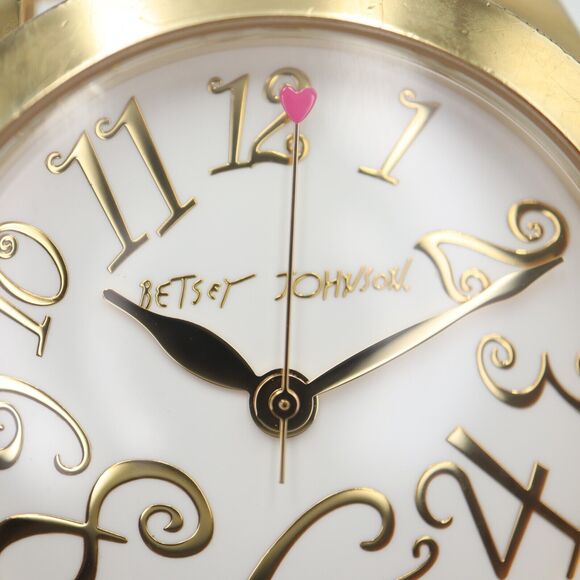 Betsey Johnson Women's Watch 39mm White Dial White Leather Strap w New Battery - Picture 6 of 16